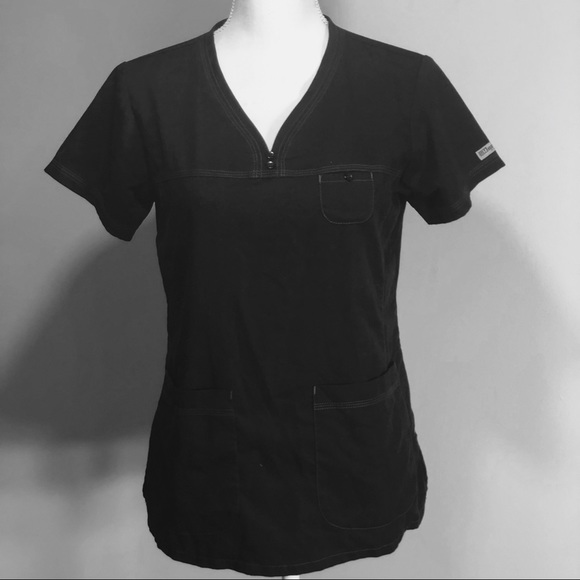 Grey’s Anatomy Black 3 Pocket V Neck Scrub Top - Picture 2 of 8